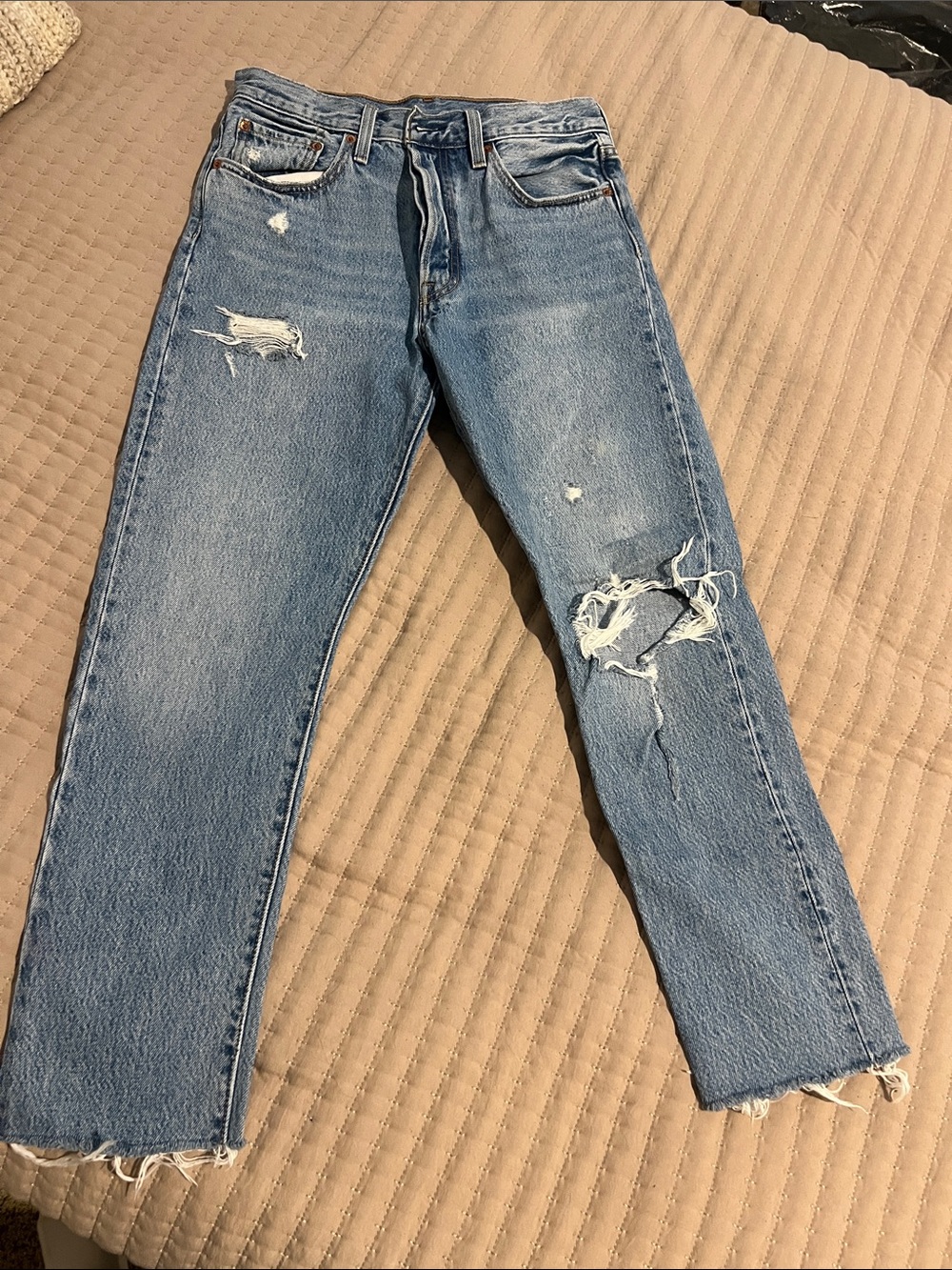 Levi's Light Blue Distressed Skinny Jeans